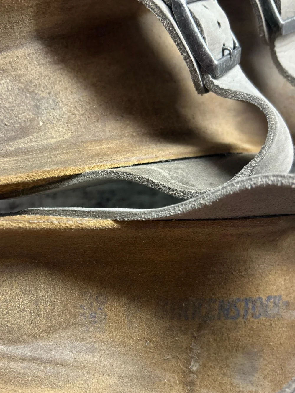 Birkenstock Arizona Gray Leather slip on Sandals size 8(39)